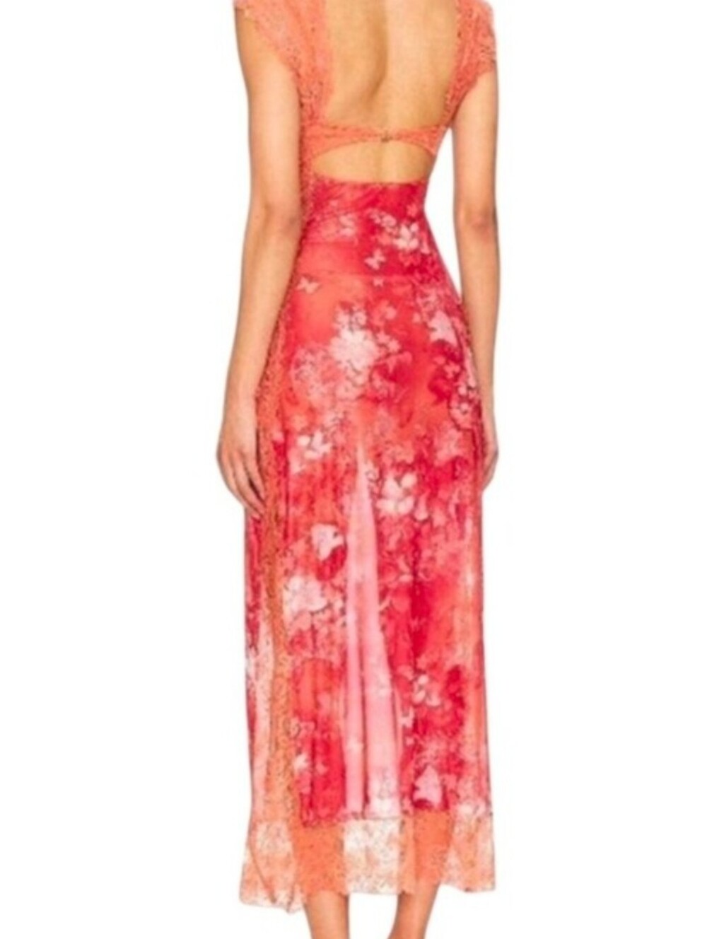 Free People ($160) Suddenly Fine Maxi Slip Dress Floral Print With Lace Trim NWT - Picture 2 of 8